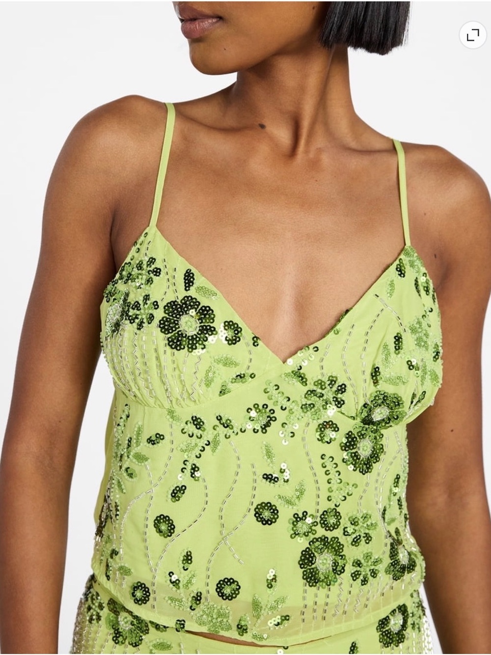 No boundaries Lime Green Sequin Embellished Cami Top - Picture 2 of 4